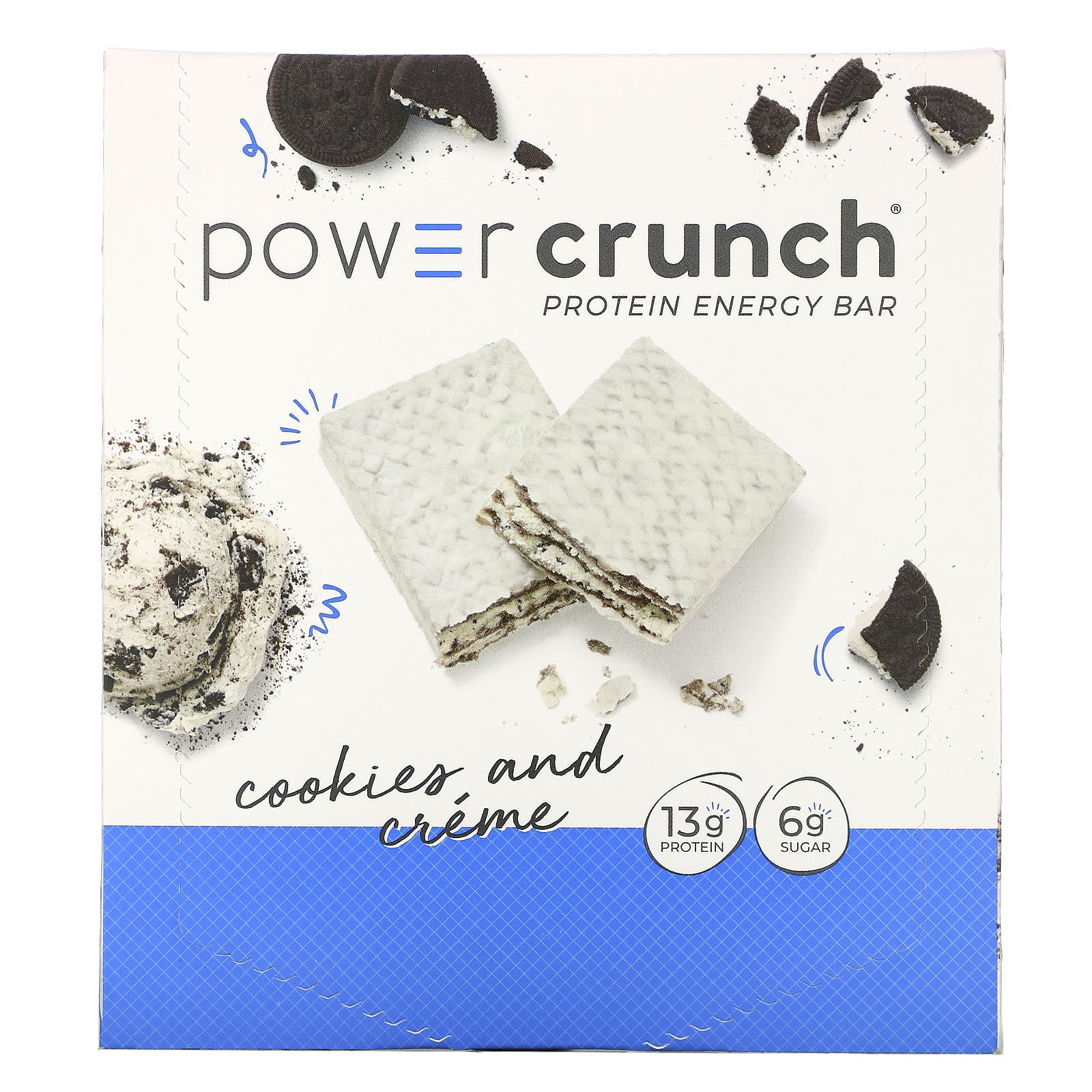 BNRG, Протеїново-енергетичний батончик Power Crunch, Оригінальний, Печиво та вершки, 12 батончиків, 1,4 унції (40 г) Кожен
BNRG, Протеїново-енергетичний батончик Power Crunch, Оригінальний, Печиво та вершки, 12 батончиків, 1,4 унції (40 г) Кожен