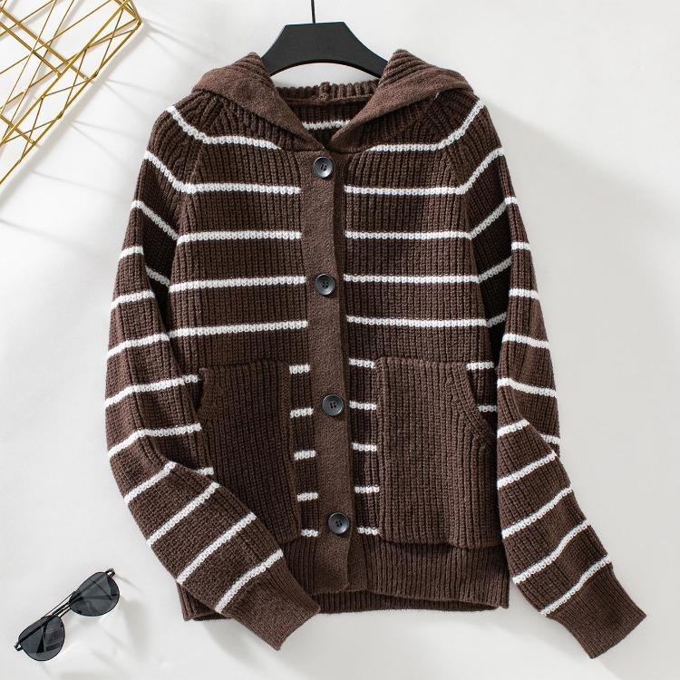 Vintage Stripe Hooded Long Sleeve Loose Knitwear Cardigan Sweater V Neck Top for Autumn Winter XL
Vintage Stripe Hooded Long Sleeve Loose Knitwear Cardigan Sweater V Neck Top for Autumn Winter XL
