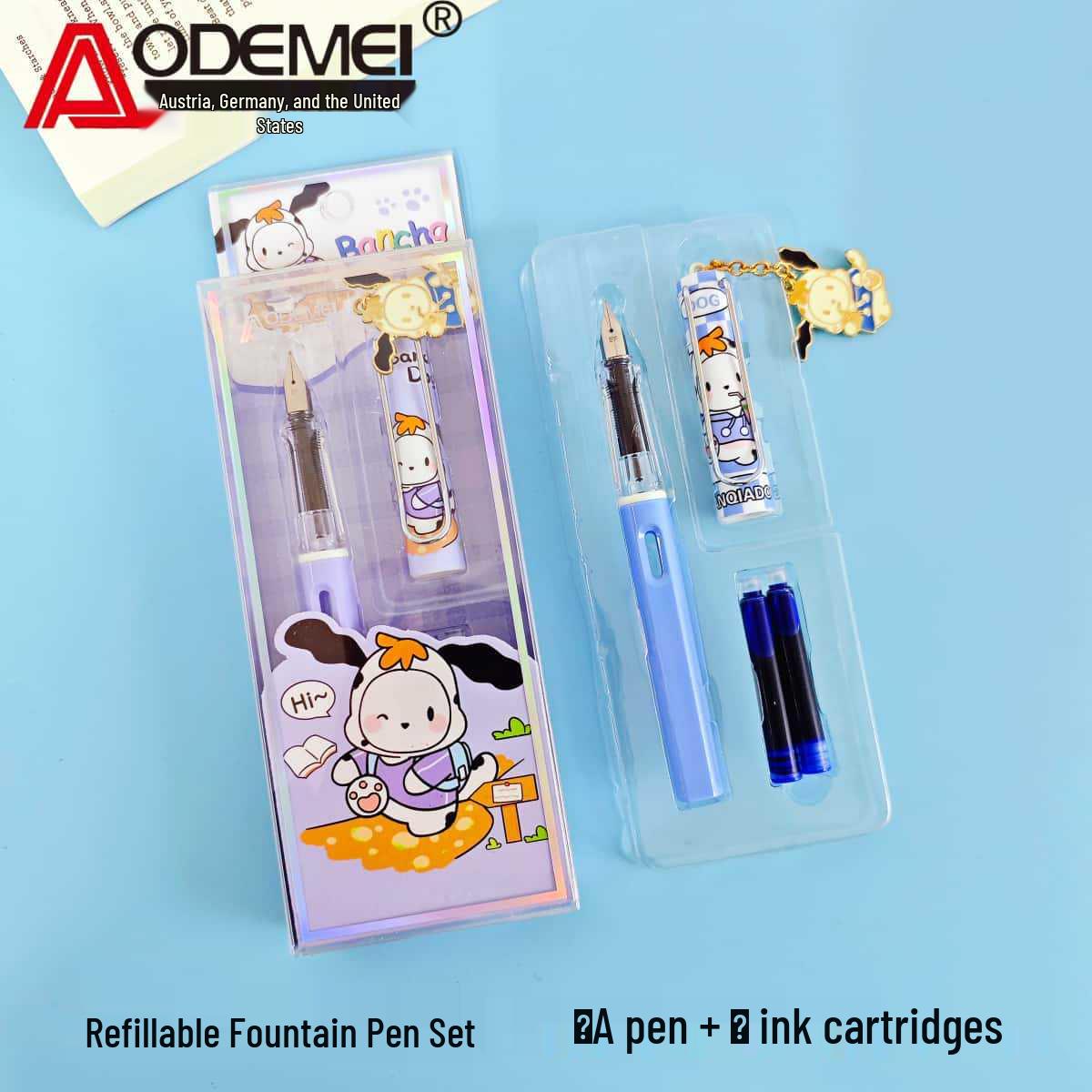 Student Ergonomic Fountain Pen Set – 1 Pen, 4 Replaceable Ink Cartridges, Direct-Liquid Type for Practice Writing
Student Ergonomic Fountain Pen Set – 1 Pen, 4 Replaceable Ink Cartridges, Direct-Liquid Type for Practice Writing