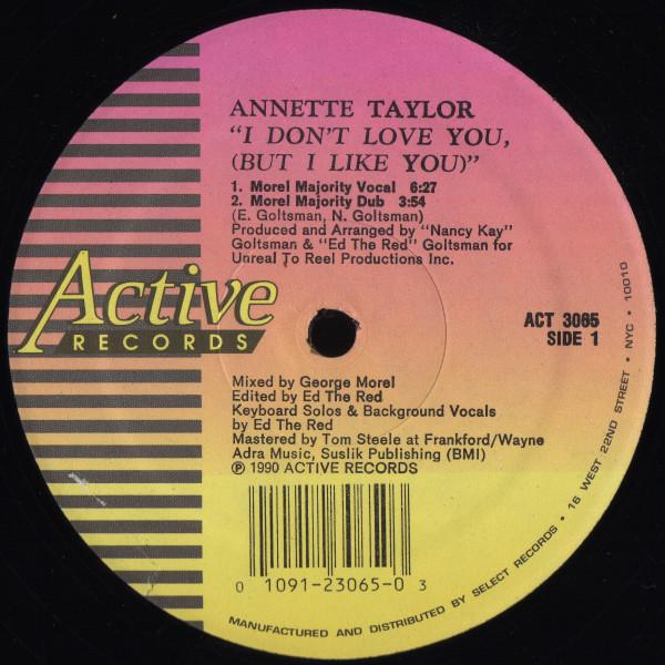 12-дюймовая пластинка ANNETTE TAYLOR I Dont Love You ACT3065 Active Records 1990 США Танцевальная Электроника Б/у
12-дюймовая пластинка ANNETTE TAYLOR I Dont Love You ACT3065 Active Records 1990 США Танцевальная Электроника Б/у