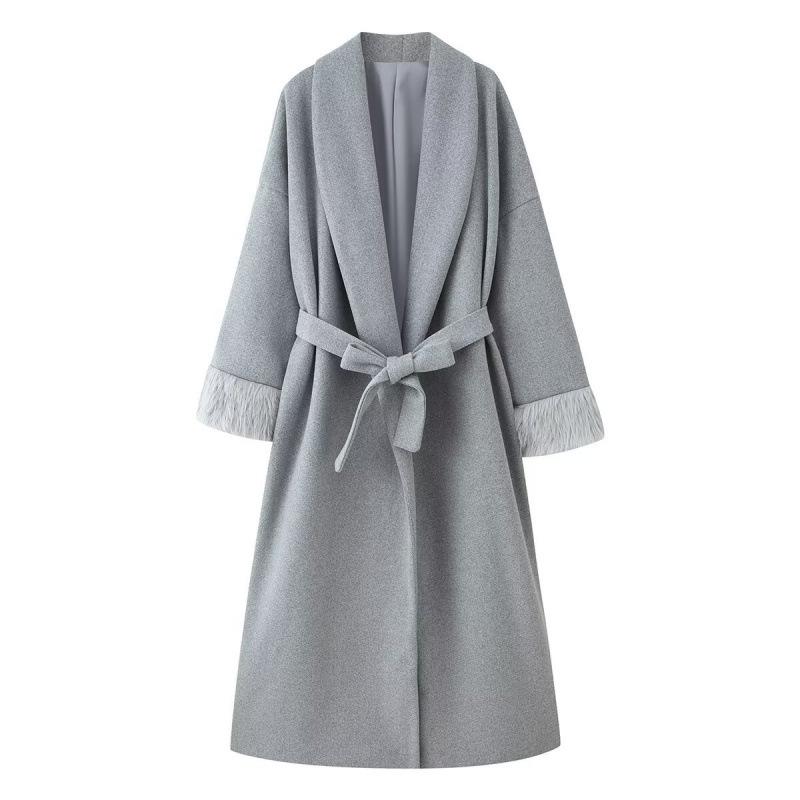 European & American Women s Winter Wool Coat with Lace-up Cuffs & Fur Collar Small темно-сірий
European & American Women s Winter Wool Coat with Lace-up Cuffs & Fur Collar Small темно-сірий