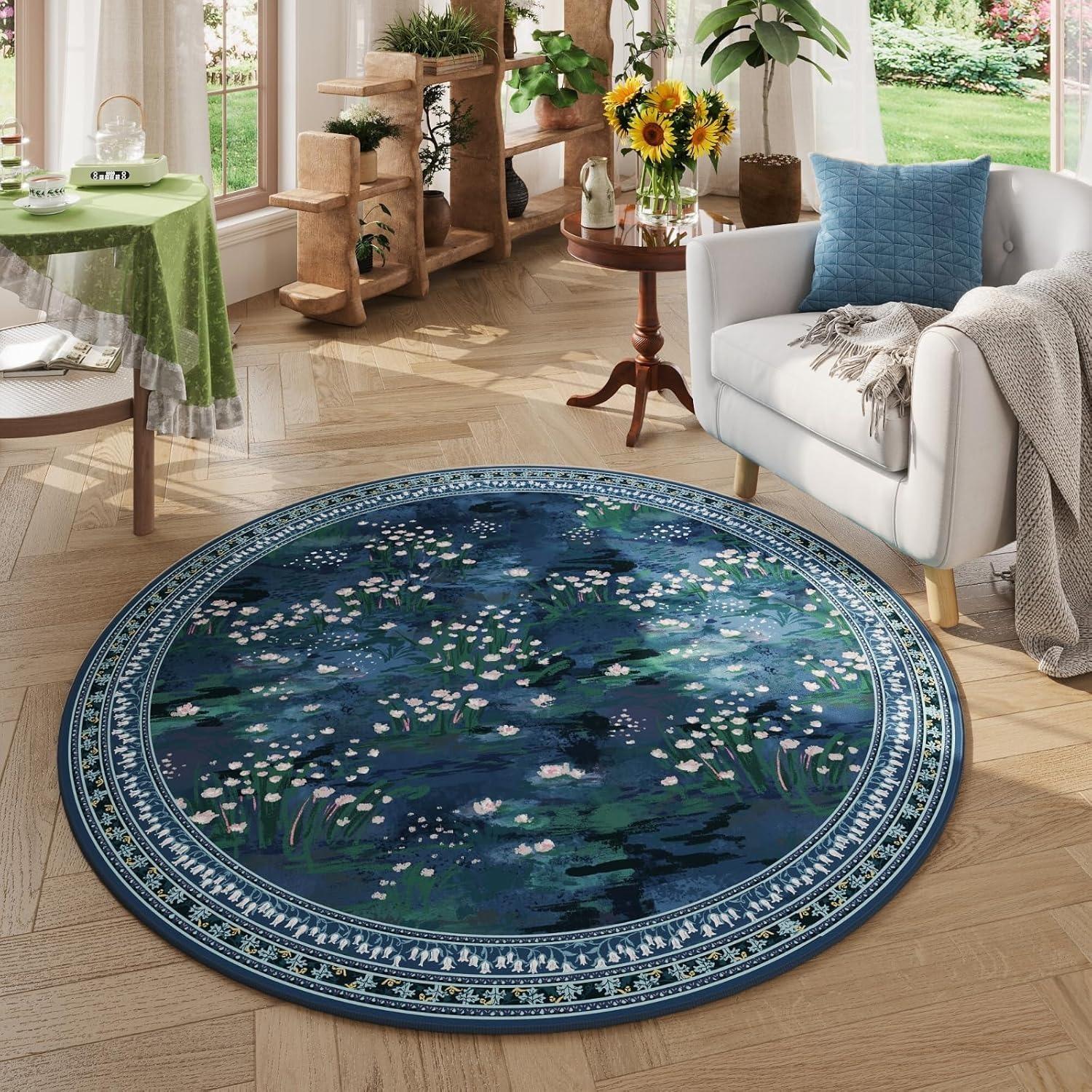 Floral Botanical Print Round Rug Art Green Plant Pattern Carpet Soft Non-Slip Home Decor Mat for Living Room Bedroom Kitchen 60cmx60cm
Floral Botanical Print Round Rug Art Green Plant Pattern Carpet Soft Non-Slip Home Decor Mat for Living Room Bedroom Kitchen 60cmx60cm