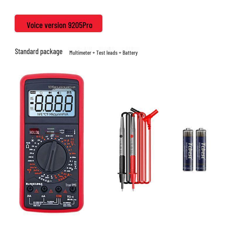 9205Pro+ High Precision Smart Multimeter with Voice Alerts for AC/DC Current, Voltage, and Capacitance Measurement
9205Pro+ High Precision Smart Multimeter with Voice Alerts for AC/DC Current, Voltage, and Capacitance Measurement