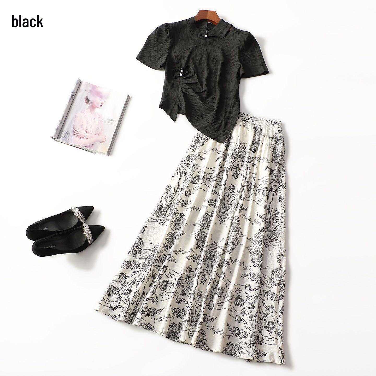 Summer Short Sleeve Top & Skirt Set for Women M чёрный
Summer Short Sleeve Top & Skirt Set for Women M чёрный
