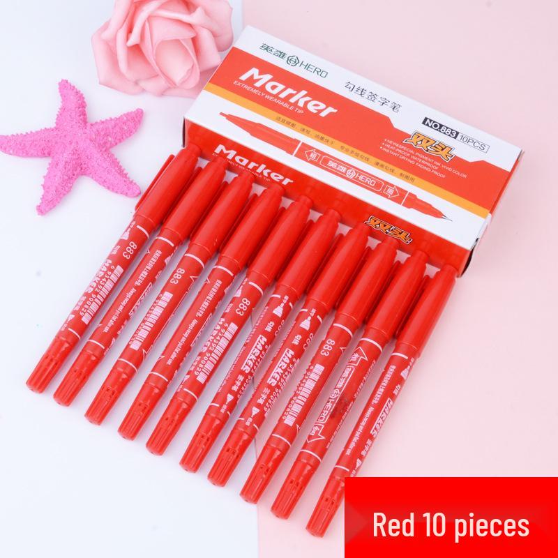 Hero Marker 883 Double-Ended Fine Tip Pens in Black, Red, and Blue (Box Set) - Quick Drying
Hero Marker 883 Double-Ended Fine Tip Pens in Black, Red, and Blue (Box Set) - Quick Drying