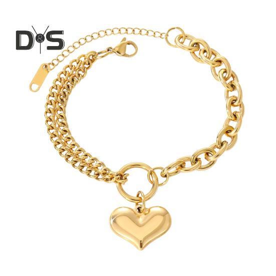 Женский браслет с подвеской в виде сердца, толстая цепочка, двухслойный регулируемый браслет с удлиненной цепочкой, блестящий сплав, запястье, ювелирные изделия золотистый
Женский браслет с подвеской в виде сердца, толстая цепочка, двухслойный регулируемый браслет с удлиненной цепочкой, блестящий сплав, запястье, ювелирные изделия золотистый