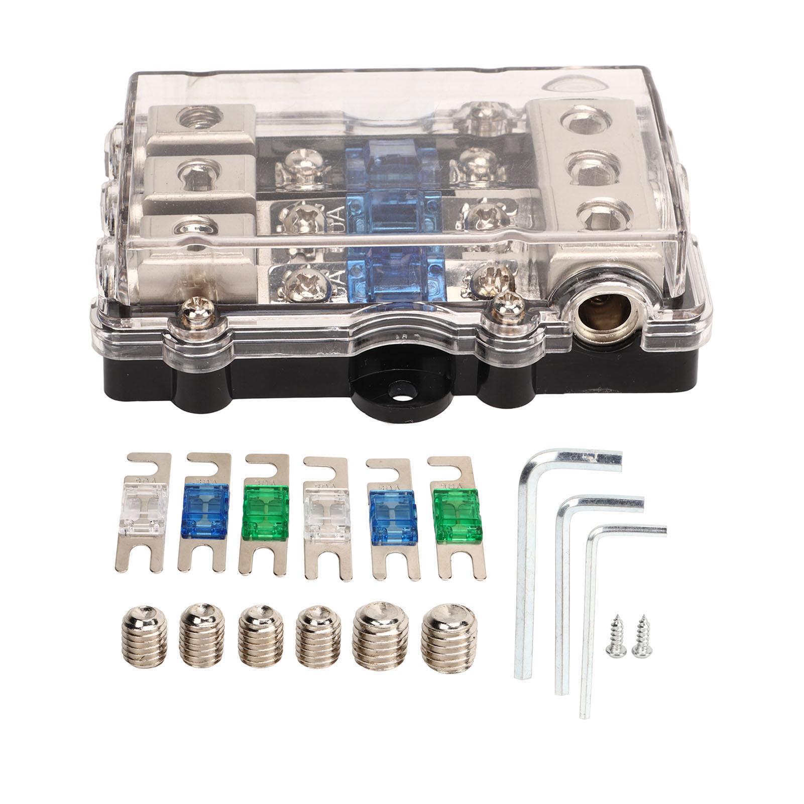 3 in 3 Out ANL Fuse Holder with 6 Fuse Zinc Alloy Nickel Plating Fuse Block for Car RV Yacht DC
3 in 3 Out ANL Fuse Holder with 6 Fuse Zinc Alloy Nickel Plating Fuse Block for Car RV Yacht DC