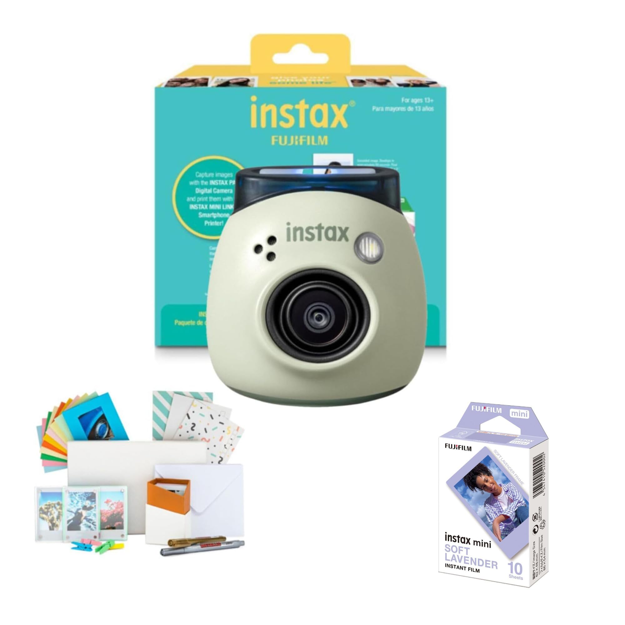 Fujifilm Цифрова камера Instax Green Pal Link 2 і набір принтерів Instax Mini 2 М’яка плівка Lavender Instax Mini і комплект плівок (3 предмети)
Fujifilm Цифрова камера Instax Green Pal Link 2 і набір принтерів Instax Mini 2 М’яка плівка Lavender Instax Mini і комплект плівок (3 предмети)