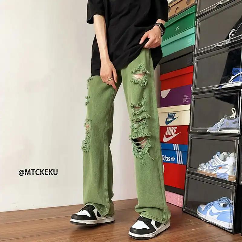 High Street Stylish Distressed Ripped Jeans High Waist Men s Clothing Wide Leg Denim Pants American Streetwear Straight Trousers S армія зелений колір
High Street Stylish Distressed Ripped Jeans High Waist Men s Clothing Wide Leg Denim Pants American Streetwear Straight Trousers S армія зелений колір