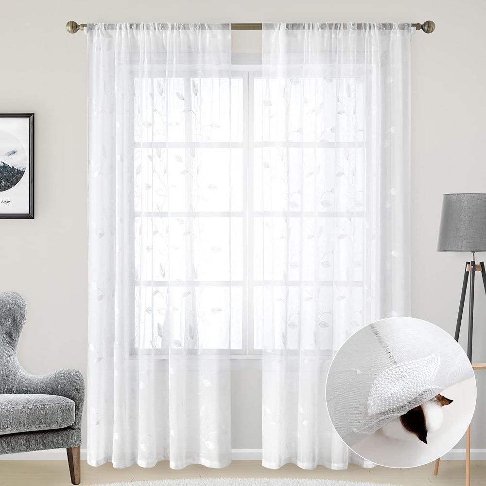 2PCS Washable Embroidered Leaf Window Thin Curtain Through-shaft Type Tulle Curtains Bedroom 35x54in
2PCS Washable Embroidered Leaf Window Thin Curtain Through-shaft Type Tulle Curtains Bedroom 35x54in