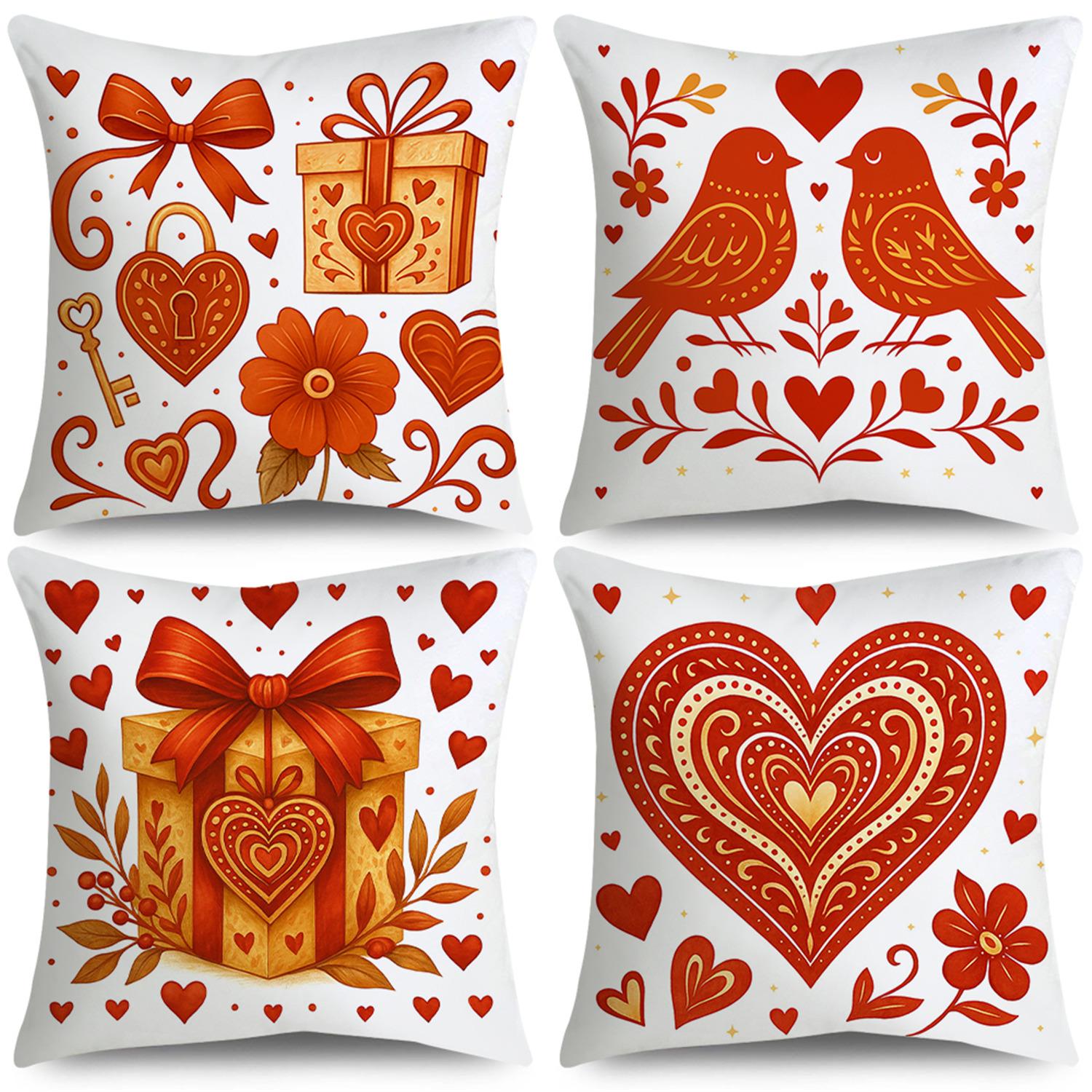 4pcs Valentine S Day Throw Pillow Covers | Key Heart Lock Gift Bird Designs, Zip Closure, Polyester, Hand Wash Only, Suitable for Bedroom, Sofa 18 X 18-Inch
4pcs Valentine S Day Throw Pillow Covers | Key Heart Lock Gift Bird Designs, Zip Closure, Polyester, Hand Wash Only, Suitable for Bedroom, Sofa 18 X 18-Inch