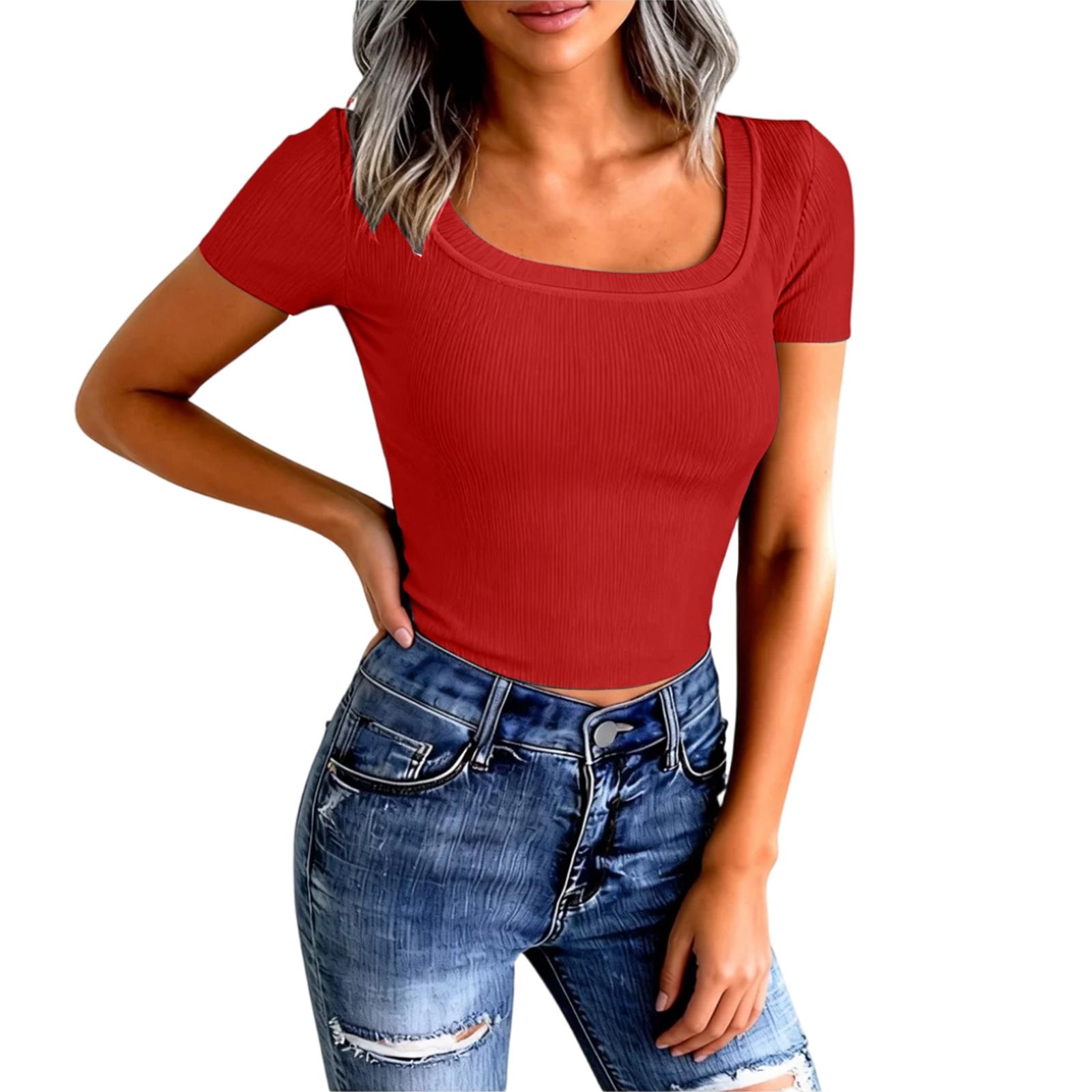 Women s Ribbed Slim Fit Sexy U-Neck Casual T-Shirt M червоний
Women s Ribbed Slim Fit Sexy U-Neck Casual T-Shirt M червоний