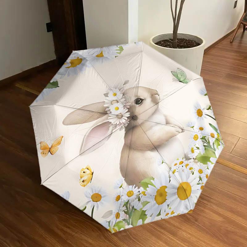 Easter Bunny Daisy Flower Crown Automatic Folding Umbrella - Portable 3-Fold Design with 8-Bone Iron Frame, Perfect for Fans, Travelers, Dai
Easter Bunny Daisy Flower Crown Automatic Folding Umbrella - Portable 3-Fold Design with 8-Bone Iron Frame, Perfect for Fans, Travelers, Dai