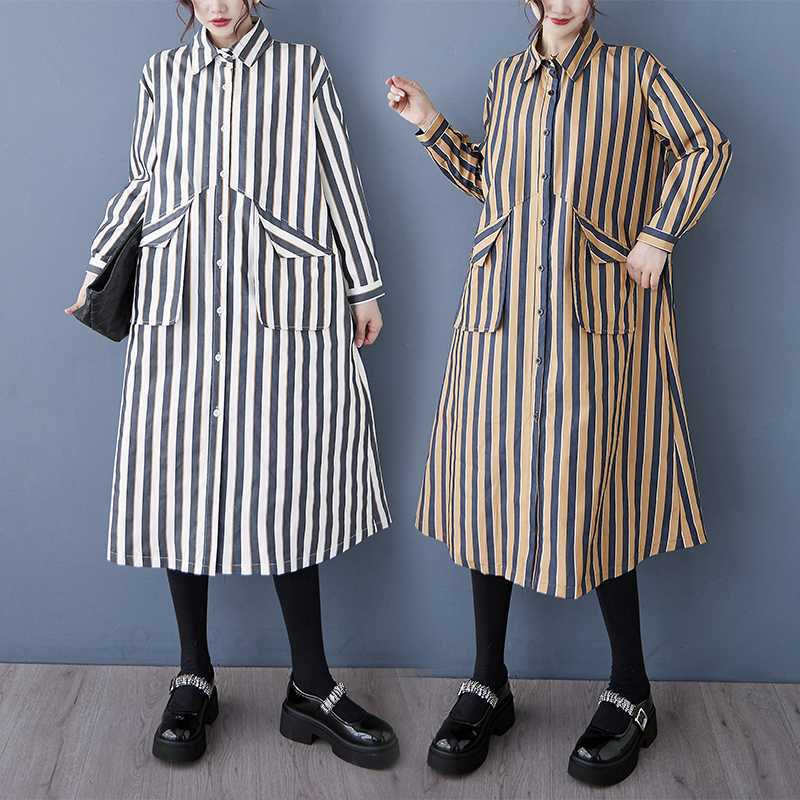 Small Pocket Loose Casual Shirt Skirt, Fashionable and Versatile Striped Dress One size темно-коричневого кольору
Small Pocket Loose Casual Shirt Skirt, Fashionable and Versatile Striped Dress One size темно-коричневого кольору