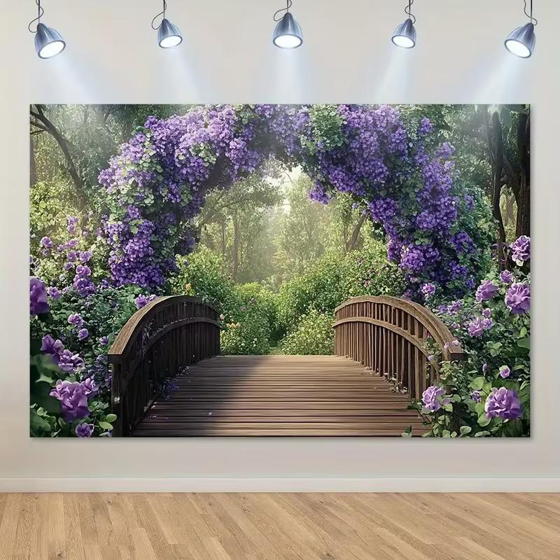 2D Dreamy Garden Backdrop, Wooden Bridge Under Purple Flower Arch for Party Decor 47.2x31.5inch/120*80cm
2D Dreamy Garden Backdrop, Wooden Bridge Under Purple Flower Arch for Party Decor 47.2x31.5inch/120*80cm