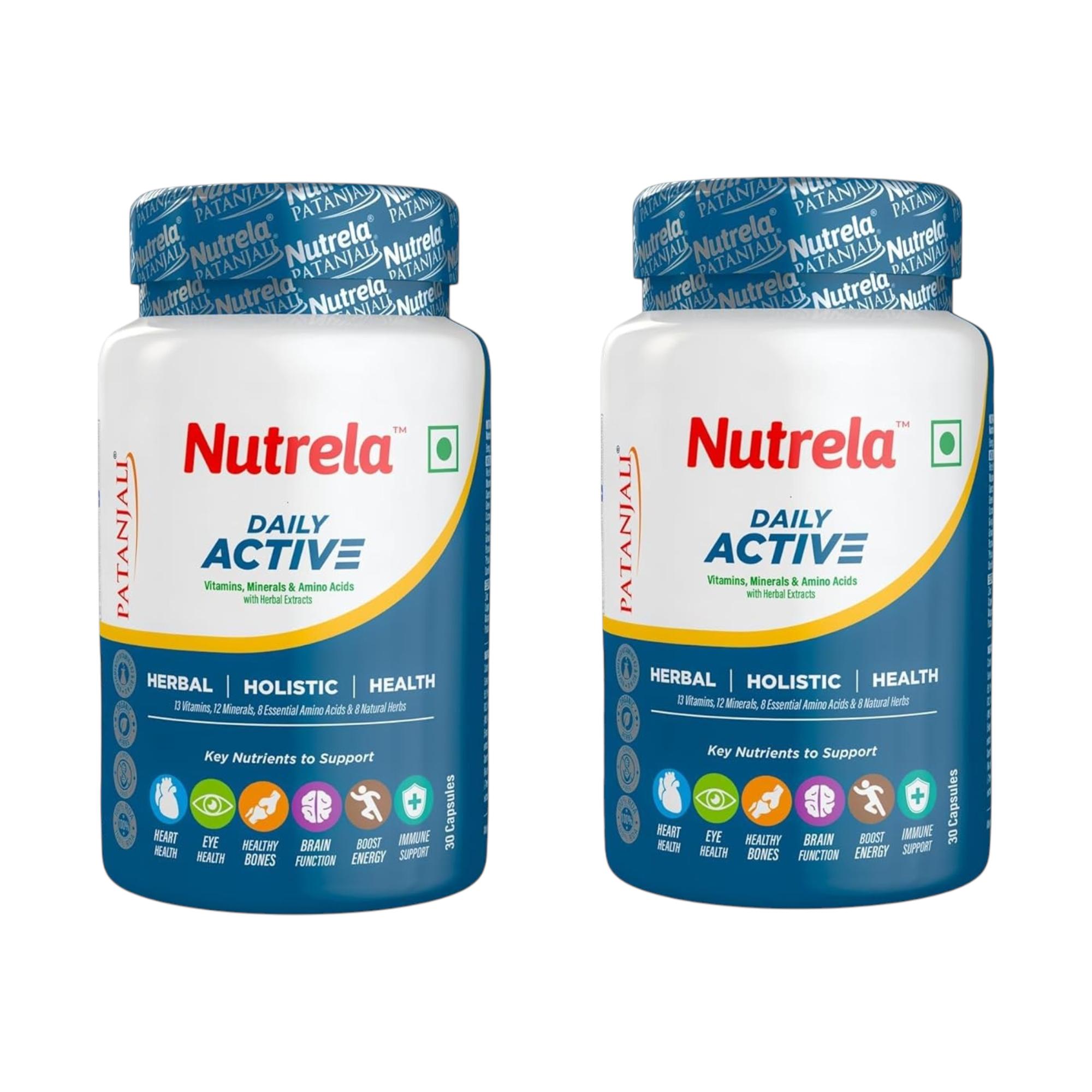 Nutrela Multivitamin by Patanjali 30 Veg Tablets Pack of 2 for Daily Wellness Energy and Vitality
Nutrela Multivitamin by Patanjali 30 Veg Tablets Pack of 2 for Daily Wellness Energy and Vitality