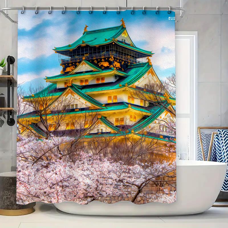 Vintage Asian Architecture Shower Curtain Japanese Castle Scene With Cherry Blossoms Waterproof Fabric For Bathroom Decorations W60H190(CM)-1 Pcs
Vintage Asian Architecture Shower Curtain Japanese Castle Scene With Cherry Blossoms Waterproof Fabric For Bathroom Decorations W60H190(CM)-1 Pcs