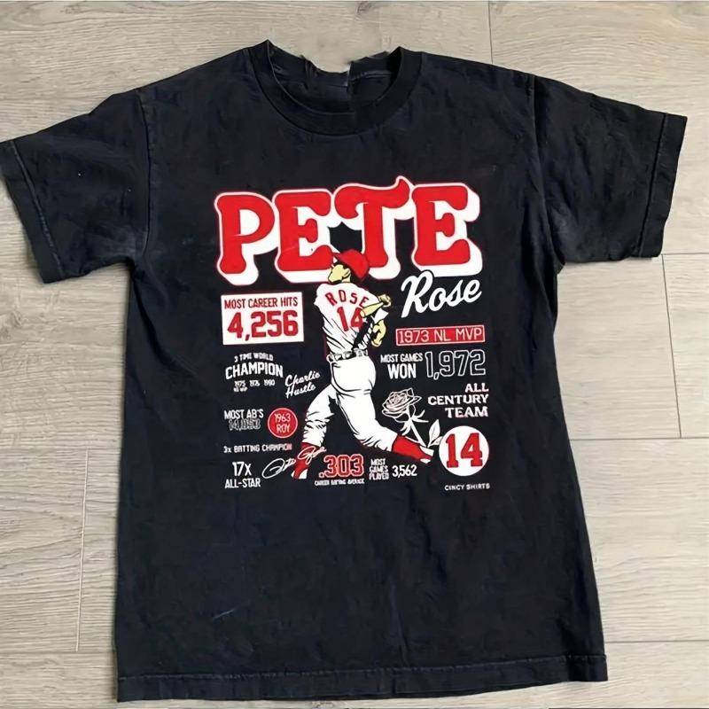 European sizes Black T-Shirt Featuring Pete Rose Graphic, Red and White Stripes, Pure Heat Transfer Print, Breathable Casual Sports Beach Outdoor 4XL чорний
European sizes Black T-Shirt Featuring Pete Rose Graphic, Red and White Stripes, Pure Heat Transfer Print, Breathable Casual Sports Beach Outdoor 4XL чорний