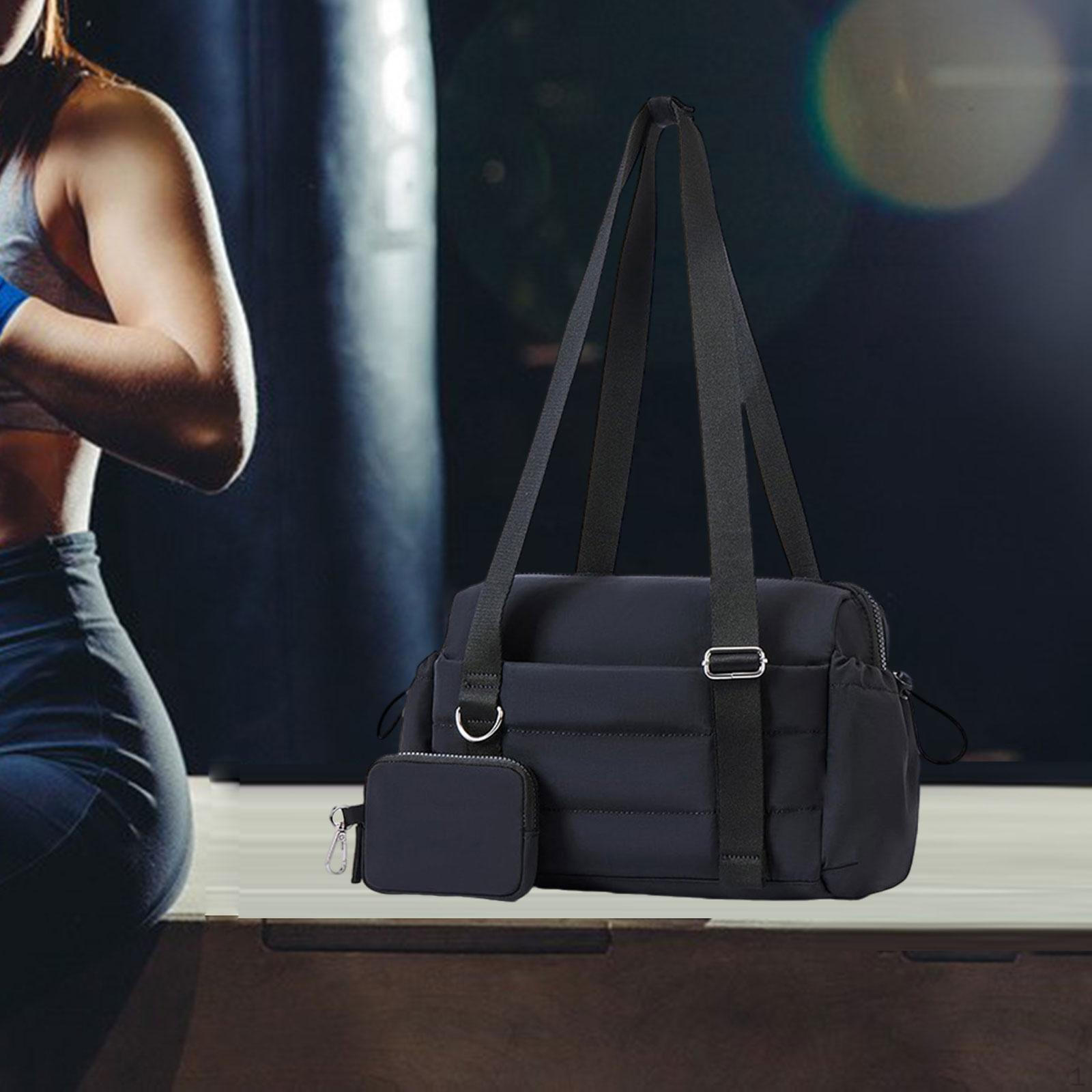 Спортивная сумка со съемным маленьким кошельком, вместительная дорожная сумка для занятий спортом на выходных чёрный
