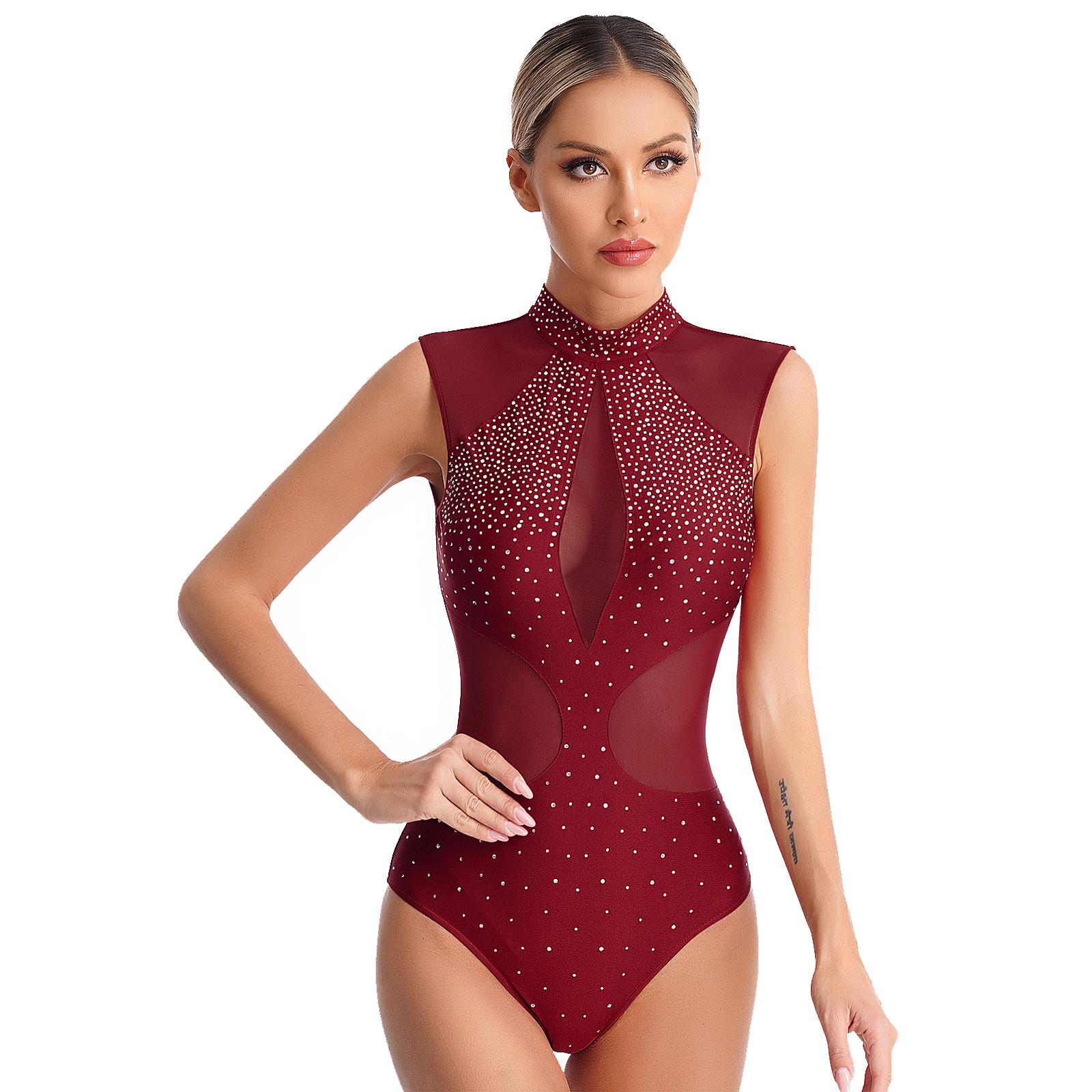 Womens Figure Skating Dance Leotard Sparkly Rhinestones Sheer Mesh Patchwork Sleeveless Cutout Back Bodysuit for Gymnastics S бордовый
Womens Figure Skating Dance Leotard Sparkly Rhinestones Sheer Mesh Patchwork Sleeveless Cutout Back Bodysuit for Gymnastics S бордовый