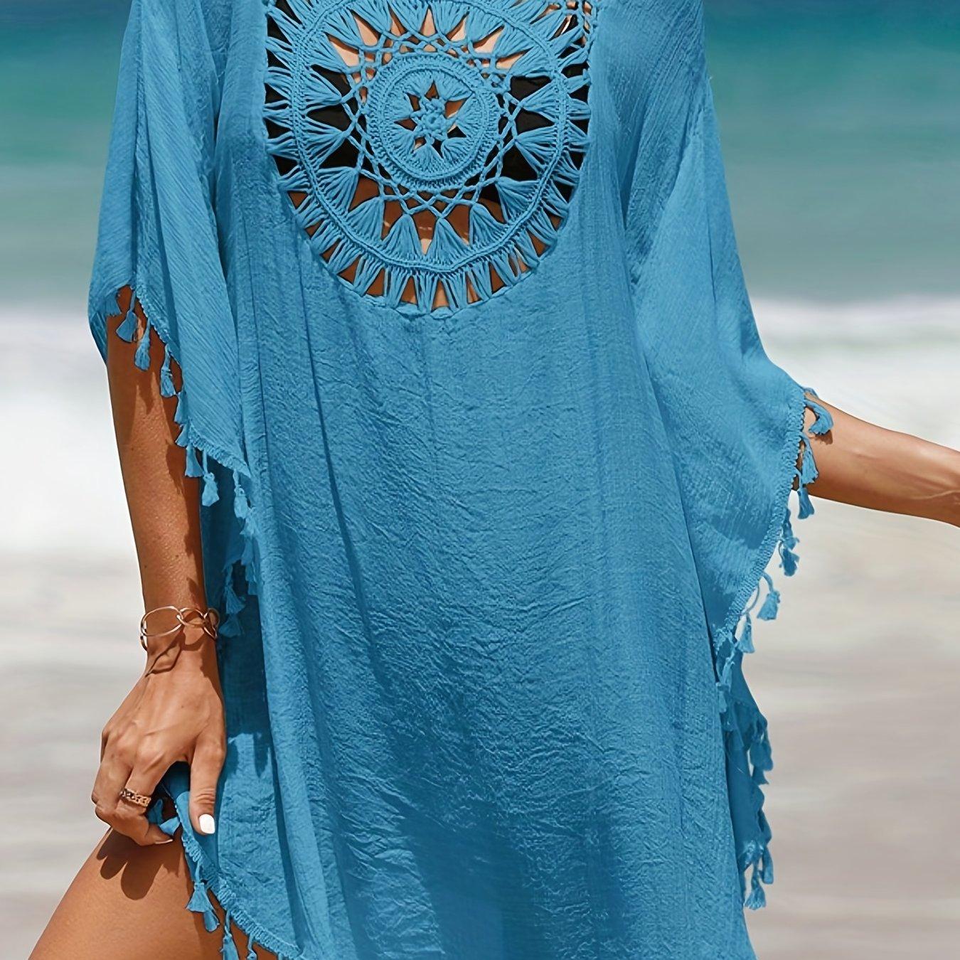 Вязаная крючком накидка в стиле бохо, женская накидка с круглым вырезом и кисточками, свободная посадка, женские купальники One-size синий
Вязаная крючком накидка в стиле бохо, женская накидка с круглым вырезом и кисточками, свободная посадка, женские купальники One-size синий