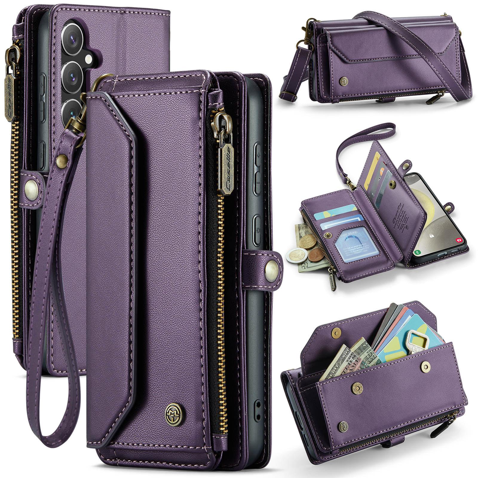For Samsung Galaxy S25 Leather Case CASEME C36 Zipper Multiple Card Slots Phone Cover with Straps Purple
For Samsung Galaxy S25 Leather Case CASEME C36 Zipper Multiple Card Slots Phone Cover with Straps Purple