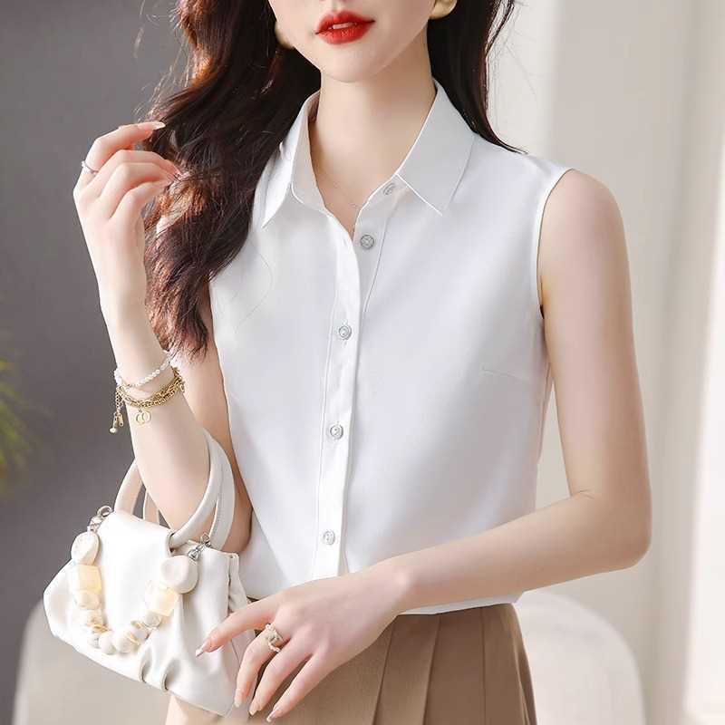 Women s Sleeveless White Chiffon Blouse - Professional Spring/Summer Turn-Down Collar Shirt Medium
Women s Sleeveless White Chiffon Blouse - Professional Spring/Summer Turn-Down Collar Shirt Medium