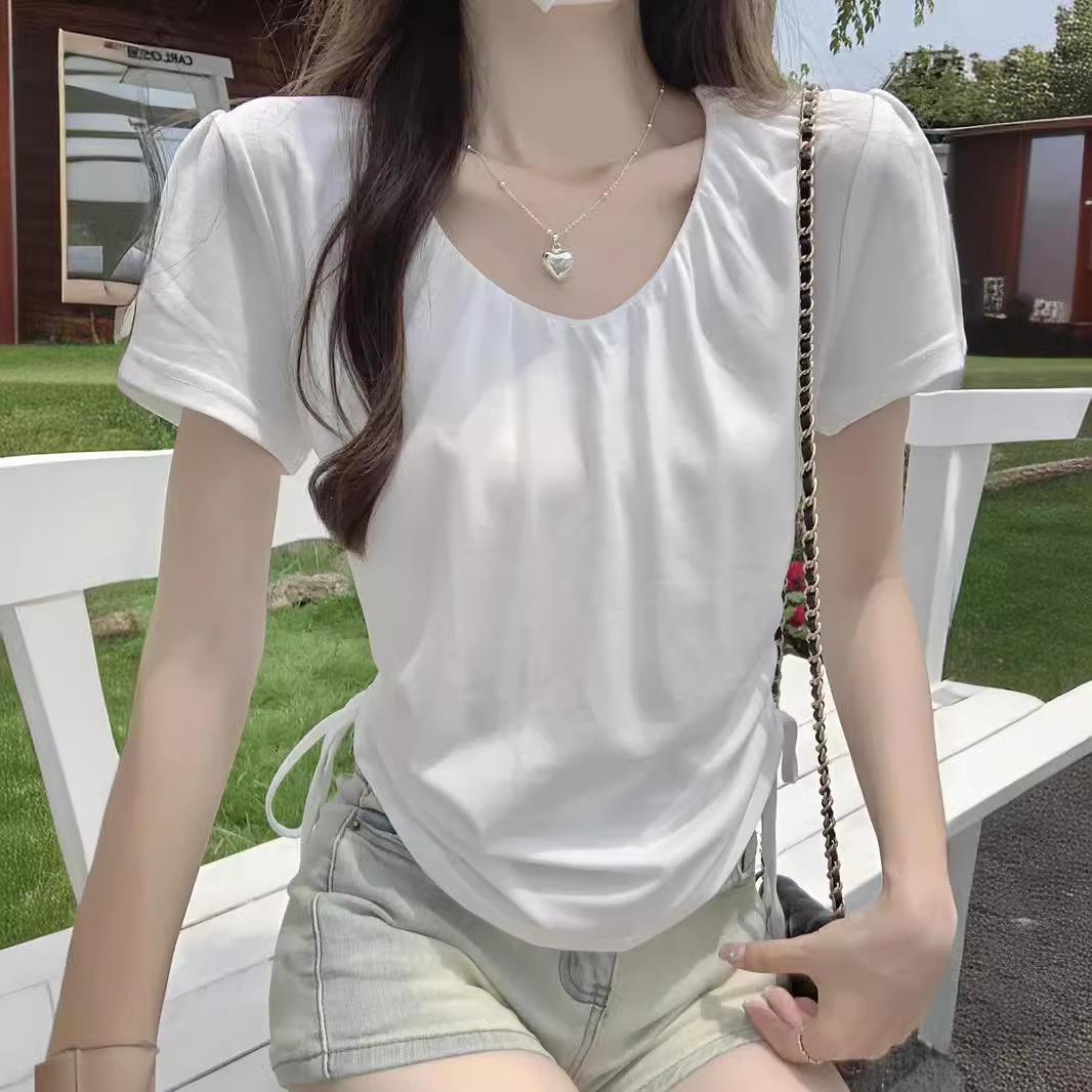 Drawstring Pleated U-neck Short-sleeved T-shirt for Women s Summer Women s Clothing New Design Niche Short Waist Top S белый
Drawstring Pleated U-neck Short-sleeved T-shirt for Women s Summer Women s Clothing New Design Niche Short Waist Top S белый
