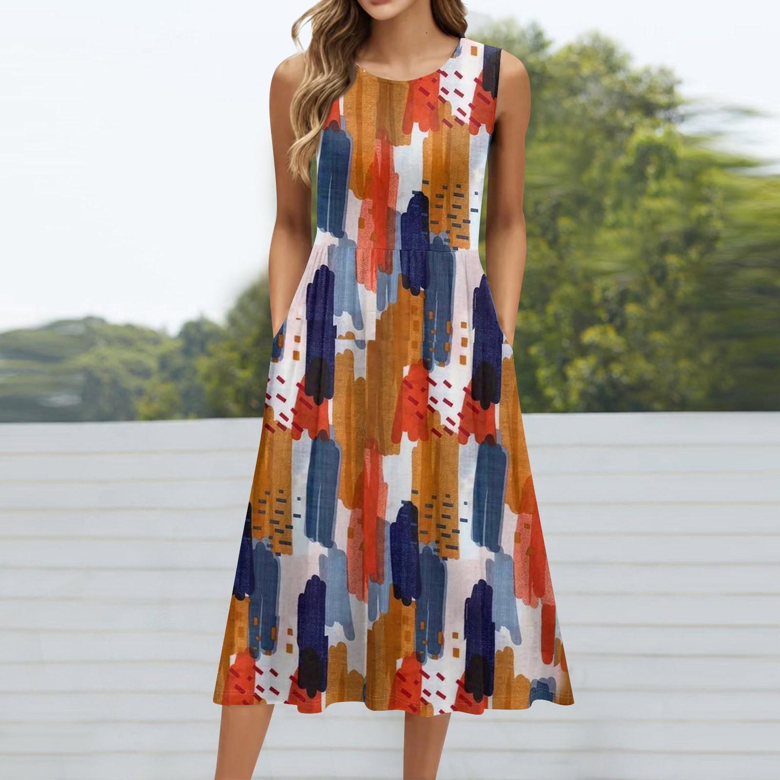 Женское модное платье средней длины с круглым вырезом и принтом без рукавов XXXL шафрановый
Женское модное платье средней длины с круглым вырезом и принтом без рукавов XXXL шафрановый