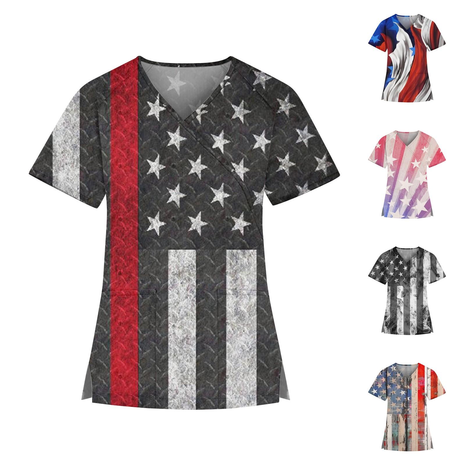 Женская модная рабочая одежда с коротким рукавом с V-образным вырезом ко Дню независимости с принтом и защитной одеждой с карманами
Женская модная рабочая одежда с коротким рукавом с V-образным вырезом ко Дню независимости с принтом и защитной одеждой с карманами