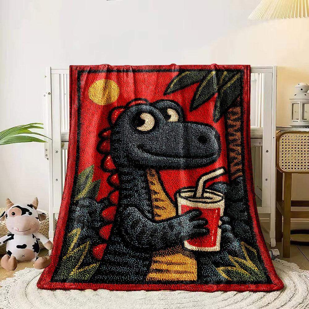 Cartoon dinosaur holding a drink, set against a colorful tropical background. for all seasons blanket lunch break throw gift 80cm x 120cm
Cartoon dinosaur holding a drink, set against a colorful tropical background. for all seasons blanket lunch break throw gift 80cm x 120cm