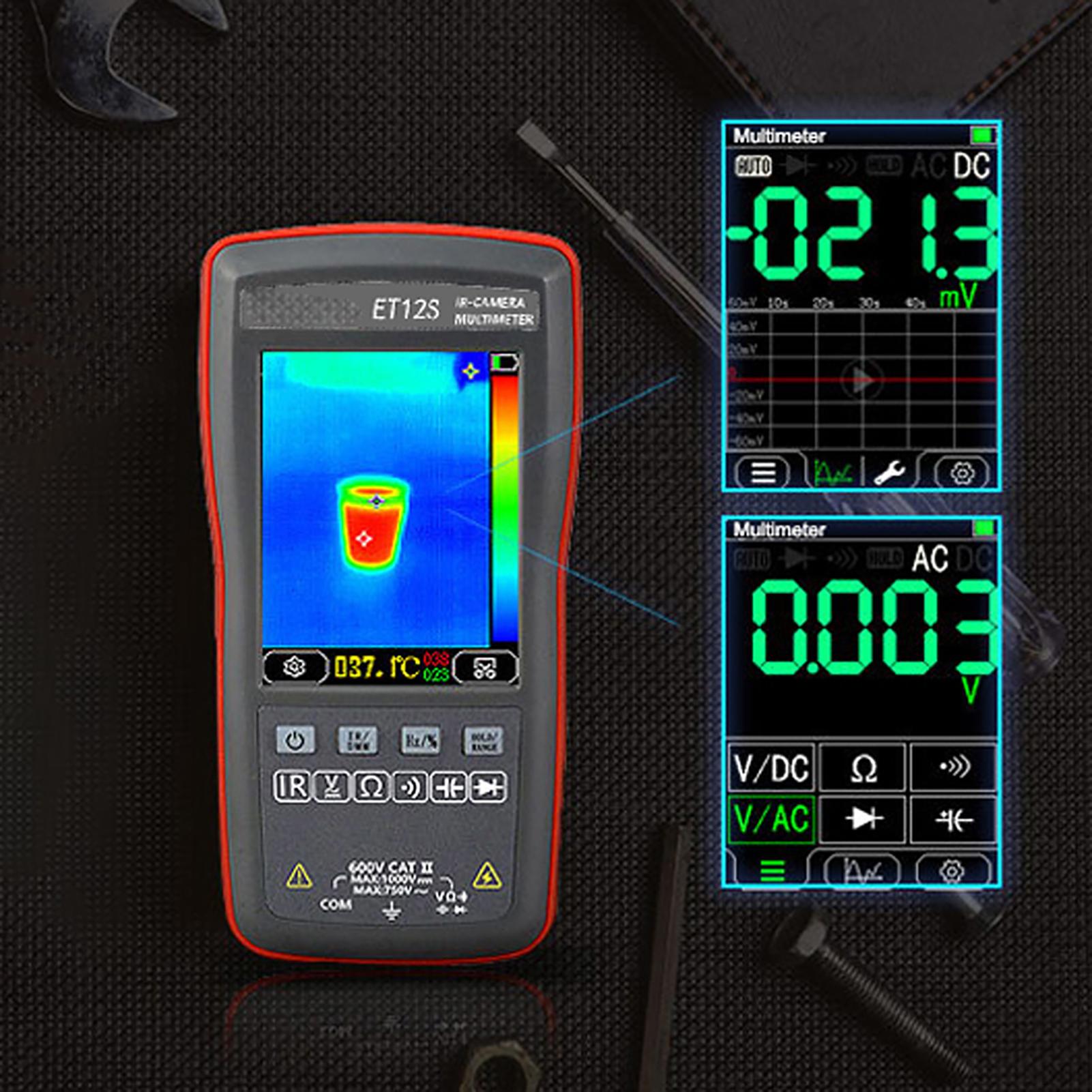 Digital Thermal Imager Multimeter 2.8inch Color Display 90*120 Thermal Imaging 6000 Counts Multimetro with Voltage Current Resistance Capac
Digital Thermal Imager Multimeter 2.8inch Color Display 90*120 Thermal Imaging 6000 Counts Multimetro with Voltage Current Resistance Capac
