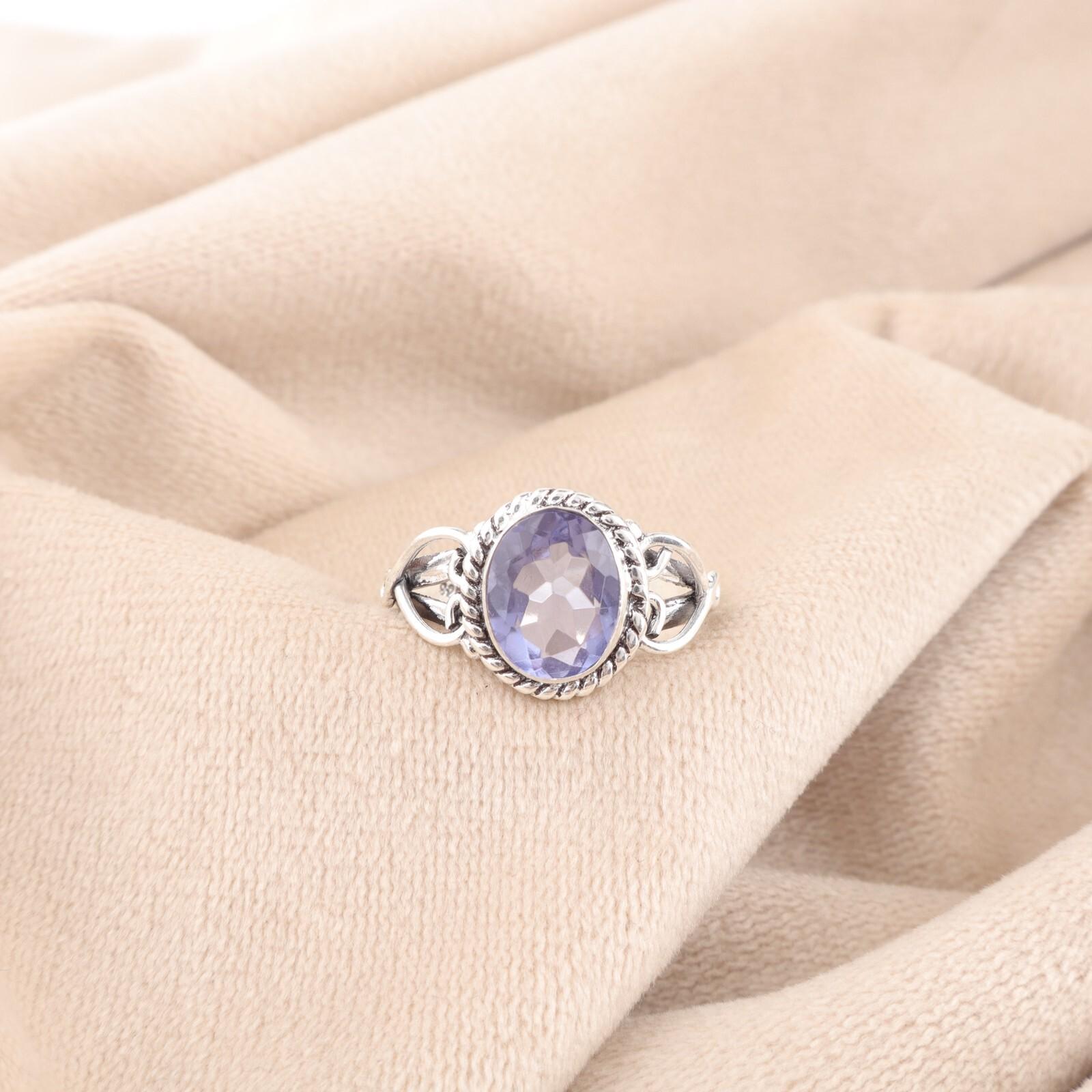 Иолит Драгоценный камень Серебро 925 пробы Ювелирные изделия Ручной работы Кольцо с камнем сентября RR-8-1 10.5