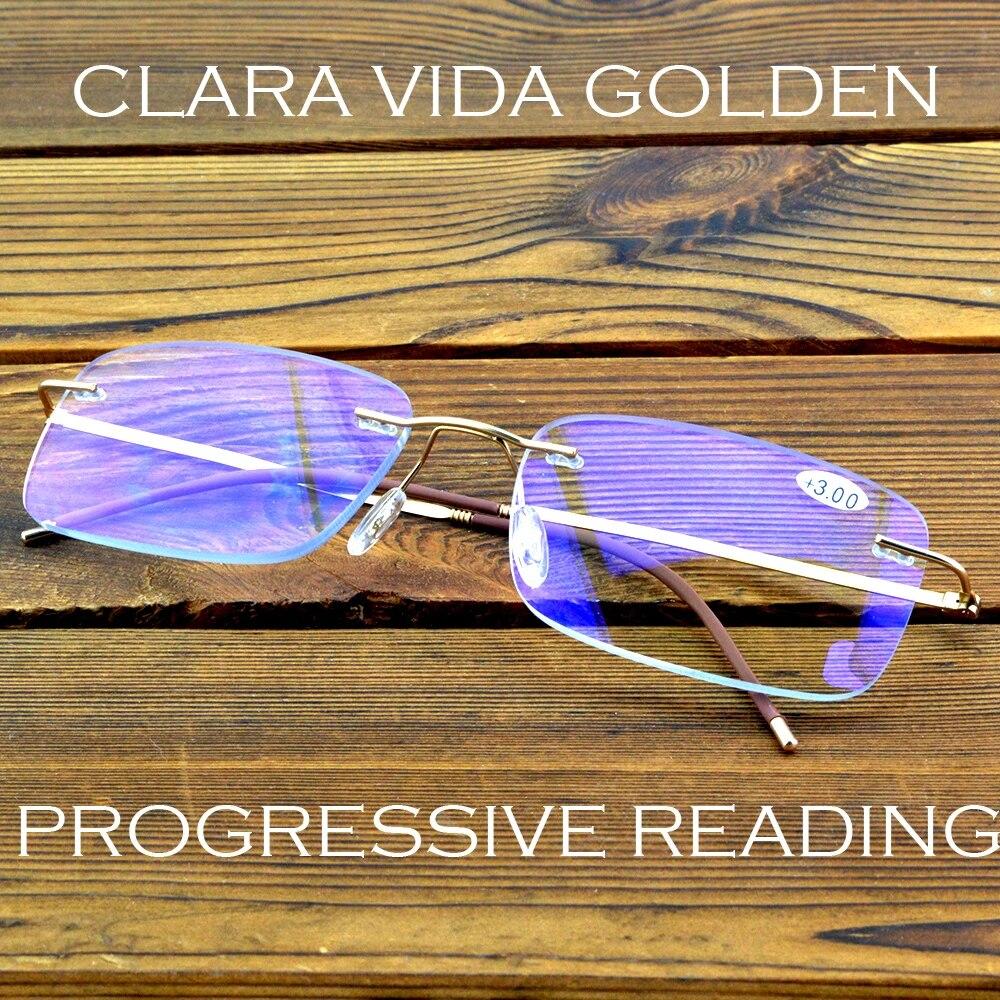 Clara Vida Золотистые безрамочные прогрессивные мультифокальные очки для чтения без оправы от +1 до +4
Clara Vida Золотистые безрамочные прогрессивные мультифокальные очки для чтения без оправы от +1 до +4