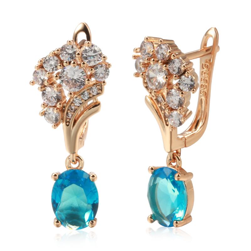 New Rose Gold Color Long Drop Earrings For Women Fashion Blue Natural Zircon Accessories Vintage Wedding Jewelry
New Rose Gold Color Long Drop Earrings For Women Fashion Blue Natural Zircon Accessories Vintage Wedding Jewelry