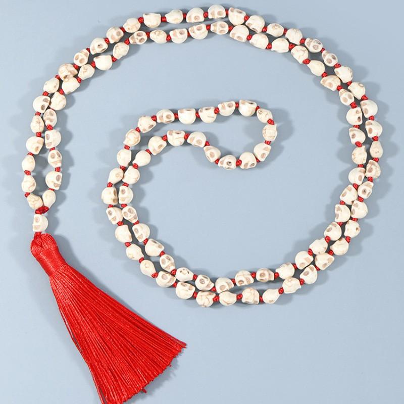 Natural White Turquoise Skull Tassel Necklace Boho Chic Statement Piece
Natural White Turquoise Skull Tassel Necklace Boho Chic Statement Piece
