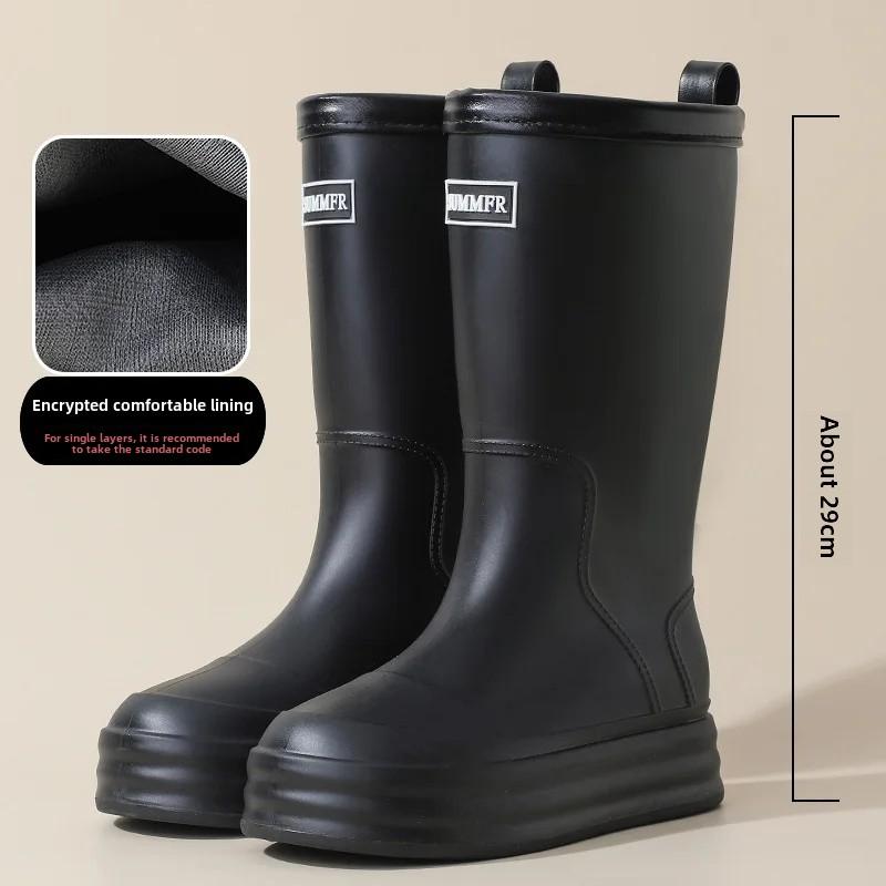 Women s High-Tube Thick-Heeled Rain Boots Fashionable Waterproof Fleece-Lined Adult PVC Rain Shoes Warm Comfortable Booties 40-41
Women s High-Tube Thick-Heeled Rain Boots Fashionable Waterproof Fleece-Lined Adult PVC Rain Shoes Warm Comfortable Booties 40-41