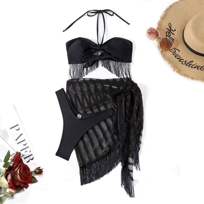 Сексуальный комплект бикини с бретельками через шею, купальник с кисточками и пуш-апом, пляжная одежда, купальный костюм S чёрный
Сексуальный комплект бикини с бретельками через шею, купальник с кисточками и пуш-апом, пляжная одежда, купальный костюм S чёрный