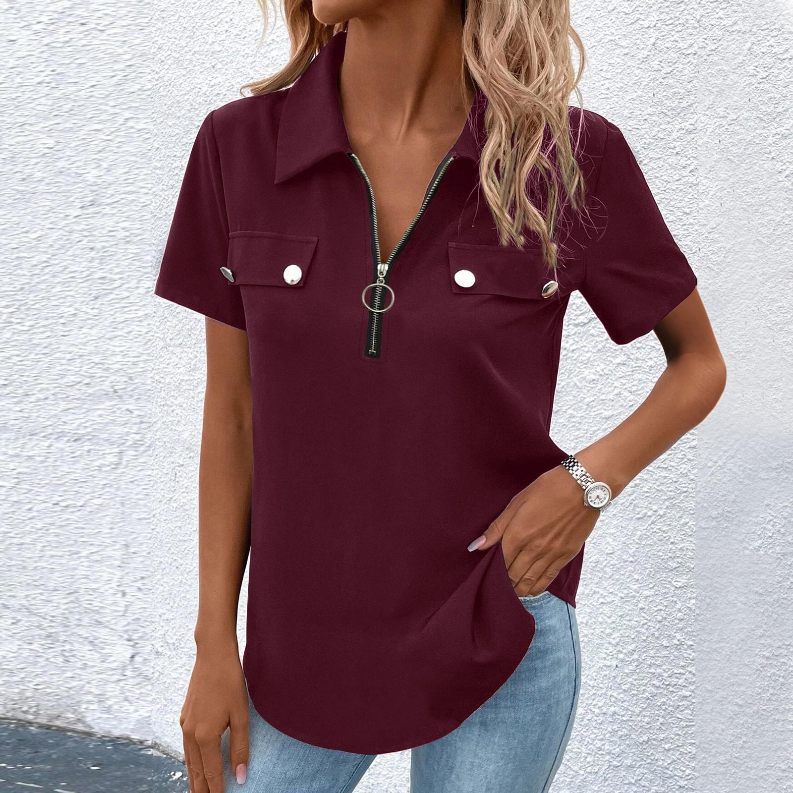 Women s Fashion Lapel Half-Zip Short-Sleeve Top With Pocket XL винний
Women s Fashion Lapel Half-Zip Short-Sleeve Top With Pocket XL винний
