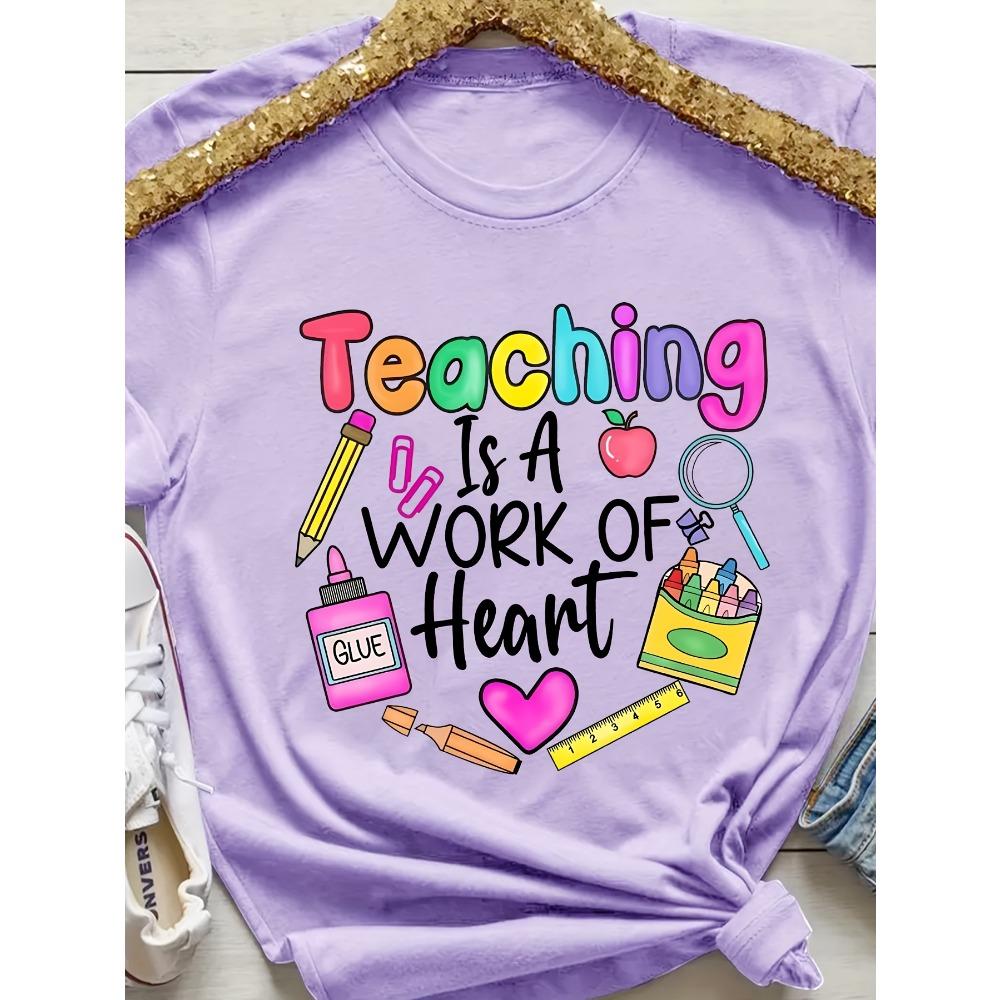 Teaching Is A Work Of Heart Women s Tee - Colorful Teacher Graphic, Casual Purple Top M
Teaching Is A Work Of Heart Women s Tee - Colorful Teacher Graphic, Casual Purple Top M