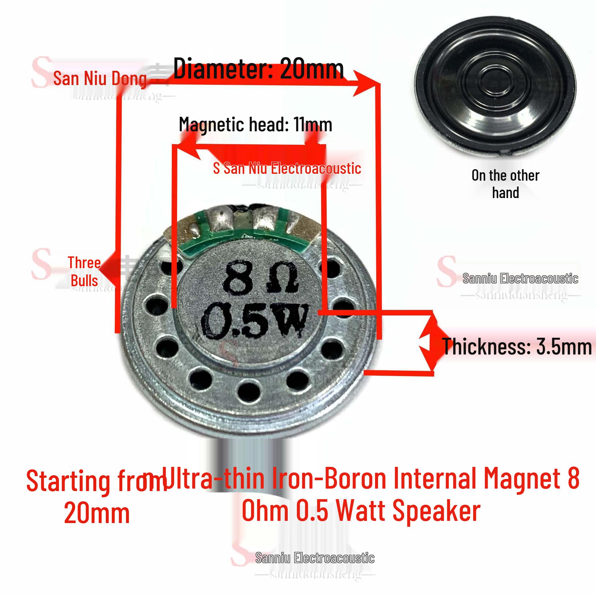 2.9cm Round Ultra-Thin Mylar Speaker, 8 Ohm, 0.5W, with Internal Magnet for Toys
2.9cm Round Ultra-Thin Mylar Speaker, 8 Ohm, 0.5W, with Internal Magnet for Toys