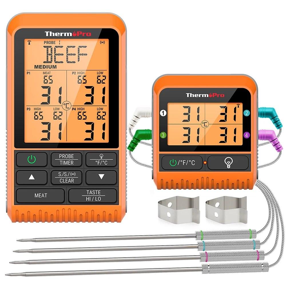 ThermoPro TP829 Digital 300M Wireless Oven Meat Thermometer with 4 Meat Probes and Timer Backlight Function for Kitchen Cooking
ThermoPro TP829 Digital 300M Wireless Oven Meat Thermometer with 4 Meat Probes and Timer Backlight Function for Kitchen Cooking