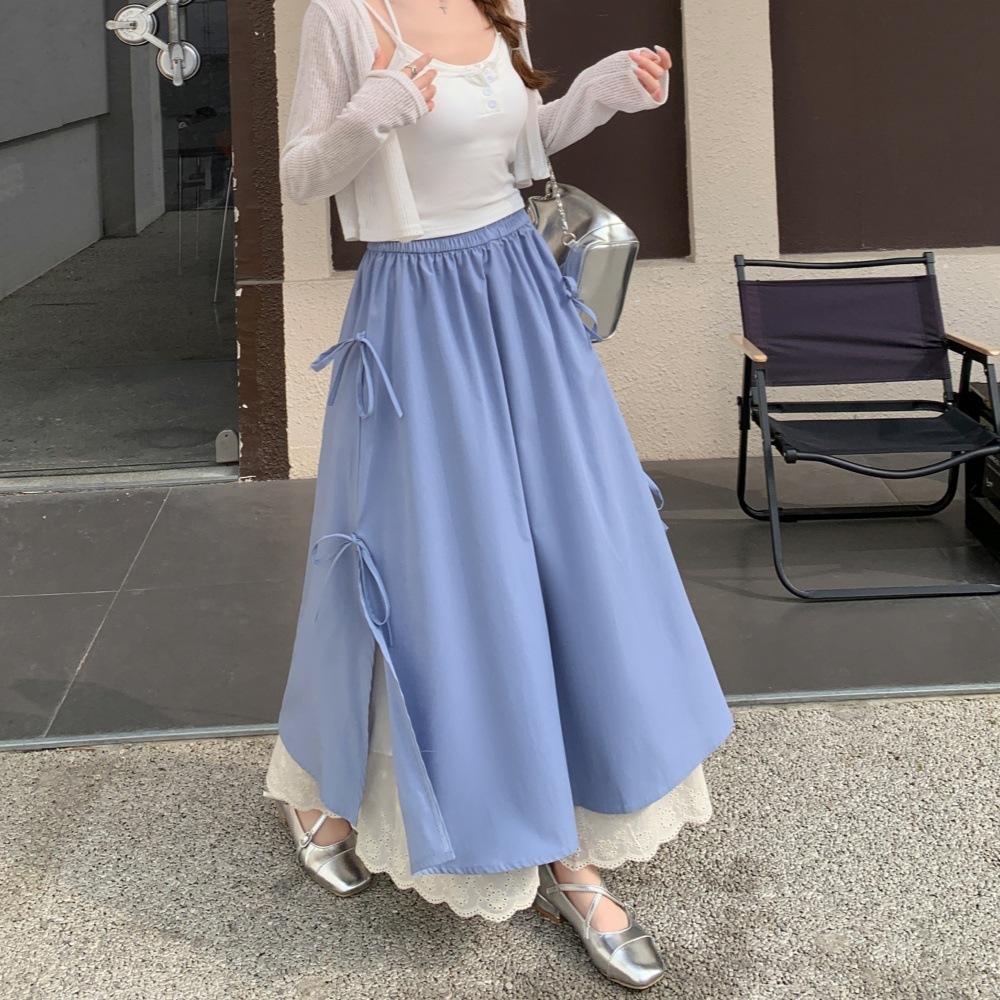 Mori Girl Style Vintage Blue Lace Bow Tweed Maxi Skirt Fall Summer Fashion Simple High Waist A-line Ruffles Long Skirt for Women Asian S
Mori Girl Style Vintage Blue Lace Bow Tweed Maxi Skirt Fall Summer Fashion Simple High Waist A-line Ruffles Long Skirt for Women Asian S