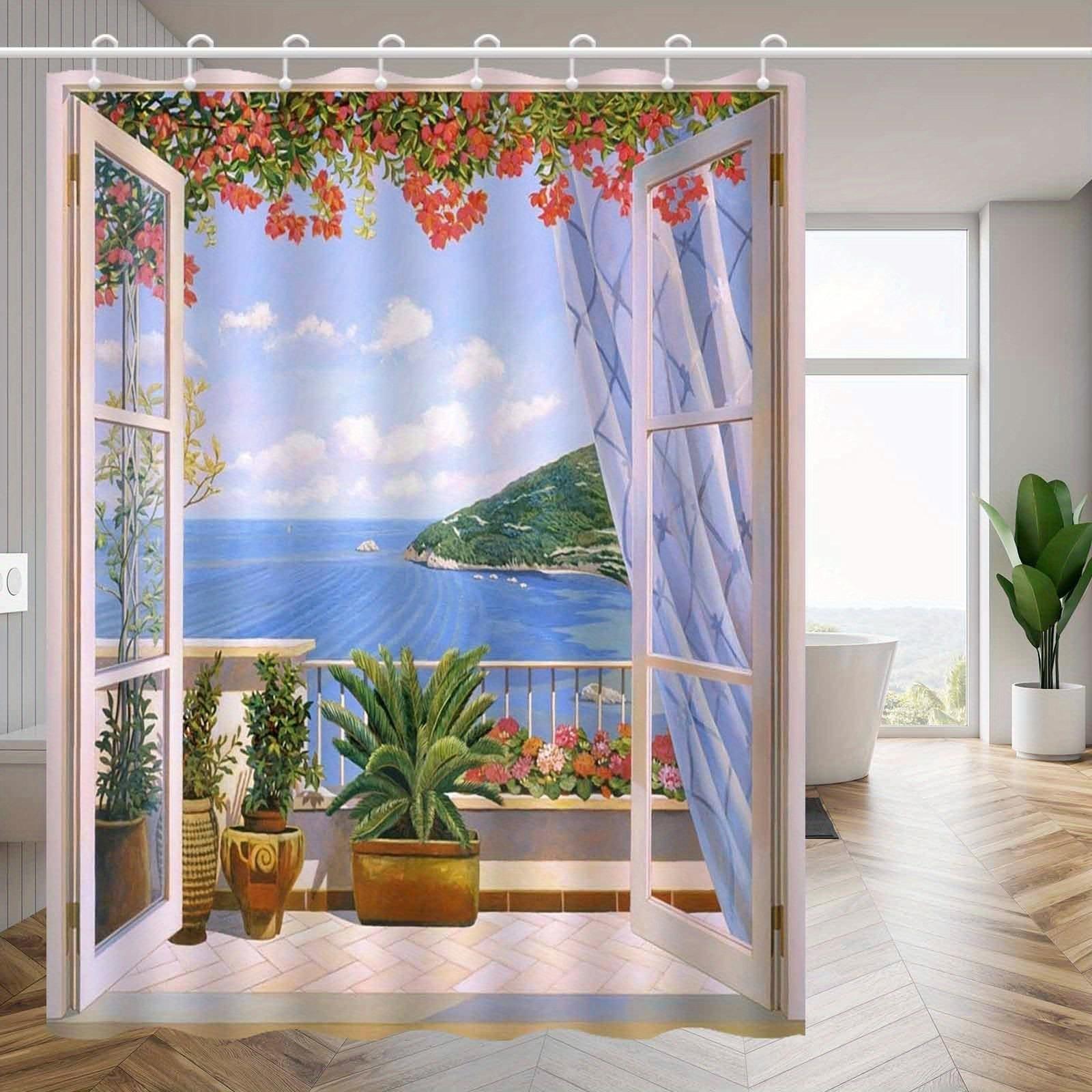 Beautiful Window View Of The Sea Shower Curtain Washable Dirt-Resistant Shower Head Waterproof Polyester Bath Curtain W60H190(CM)-1 Pcs
Beautiful Window View Of The Sea Shower Curtain Washable Dirt-Resistant Shower Head Waterproof Polyester Bath Curtain W60H190(CM)-1 Pcs