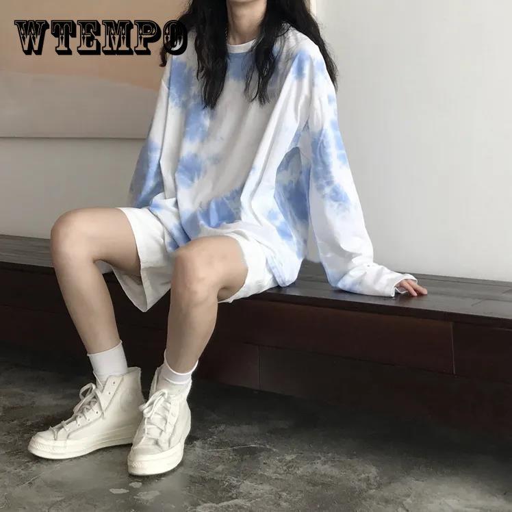 Летняя футболка Tie Dye, женская мягкая свободная свежая повседневная футболка с длинными рукавами и натуральным осенью, базовая футболка, пуловер
Летняя футболка Tie Dye, женская мягкая свободная свежая повседневная футболка с длинными рукавами и натуральным осенью, базовая футболка, пуловер