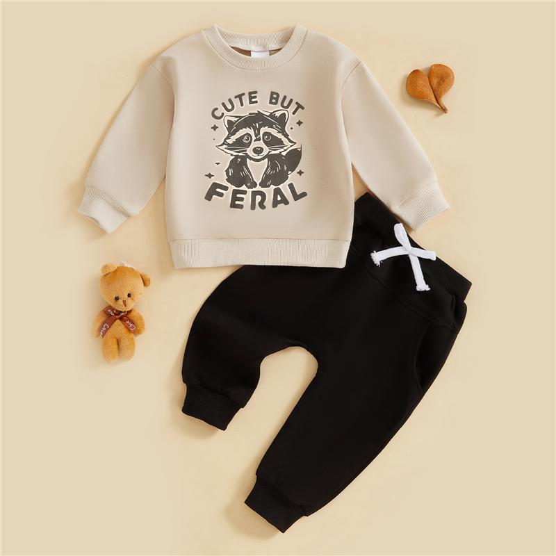 Newborn Baby Boy Fall Outfit Raccoon Letter Print Long Sleeve Sweatshirt and Elastic Pants 2 Piece Clothes for Toddler 12-18M
Newborn Baby Boy Fall Outfit Raccoon Letter Print Long Sleeve Sweatshirt and Elastic Pants 2 Piece Clothes for Toddler 12-18M