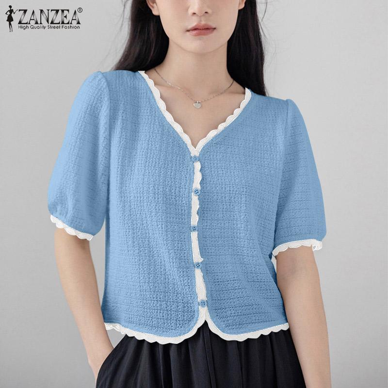 ZANZEA Женщины Мода Пуговица V-образный вырез Пуф рукав Кружево Сращивание Блузка Топы
ZANZEA Женщины Мода Пуговица V-образный вырез Пуф рукав Кружево Сращивание Блузка Топы