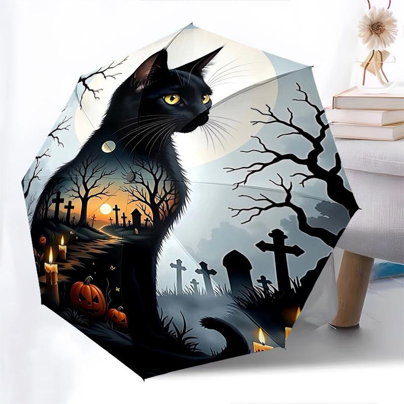 1pc Halloween Black Cat Scene Automatic Opening/Closing Umbrella, Portable 3-Fold Design with 8-Bone Iron Frame, Outdoor, Gift for Fans, Travelers, Da
1pc Halloween Black Cat Scene Automatic Opening/Closing Umbrella, Portable 3-Fold Design with 8-Bone Iron Frame, Outdoor, Gift for Fans, Travelers, Da