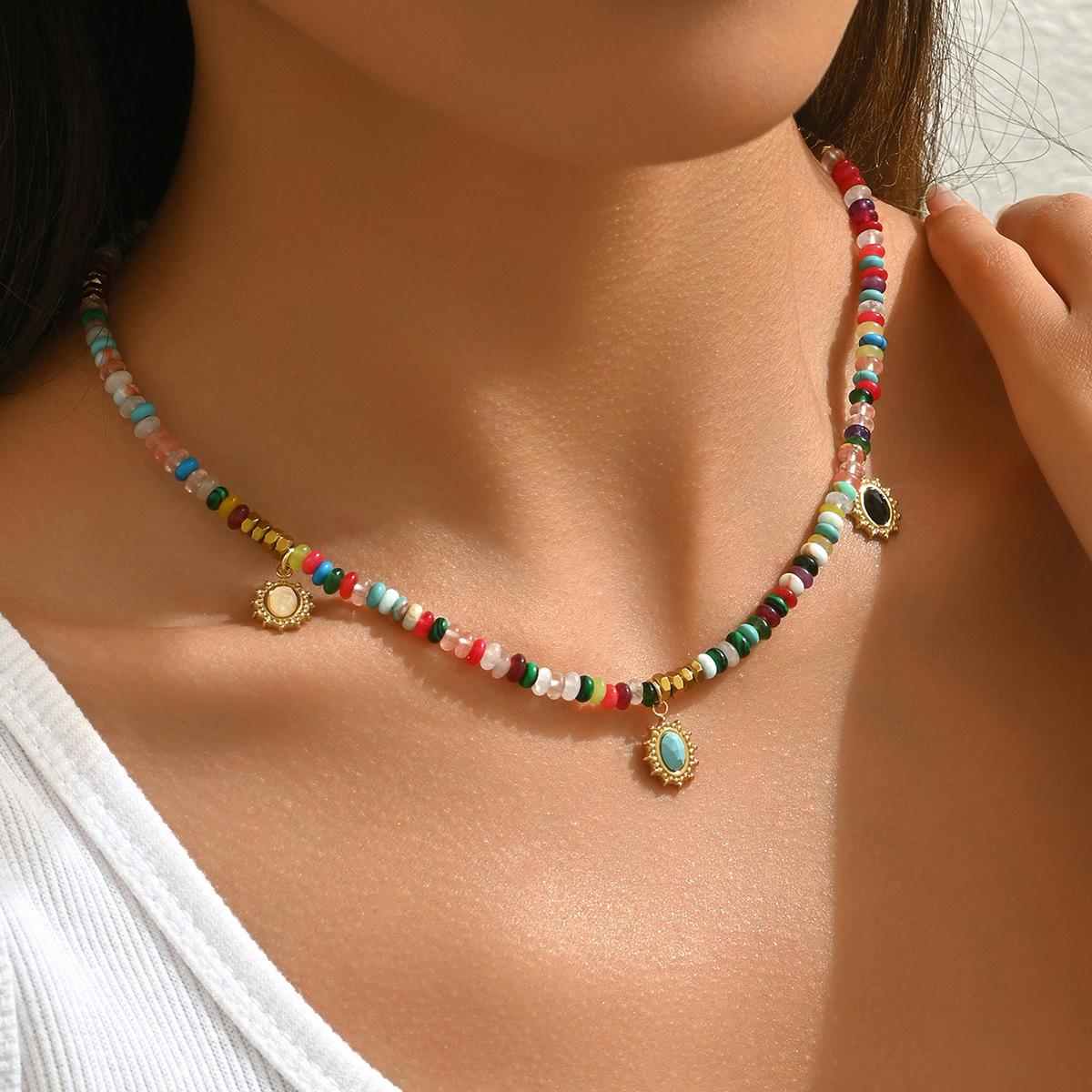Geometric New Women s European and American Jewelry Handmade DIY Colorful Inlaid Gemstone Necklace Versatile High-end Feel XL5612.
Geometric New Women s European and American Jewelry Handmade DIY Colorful Inlaid Gemstone Necklace Versatile High-end Feel XL5612.