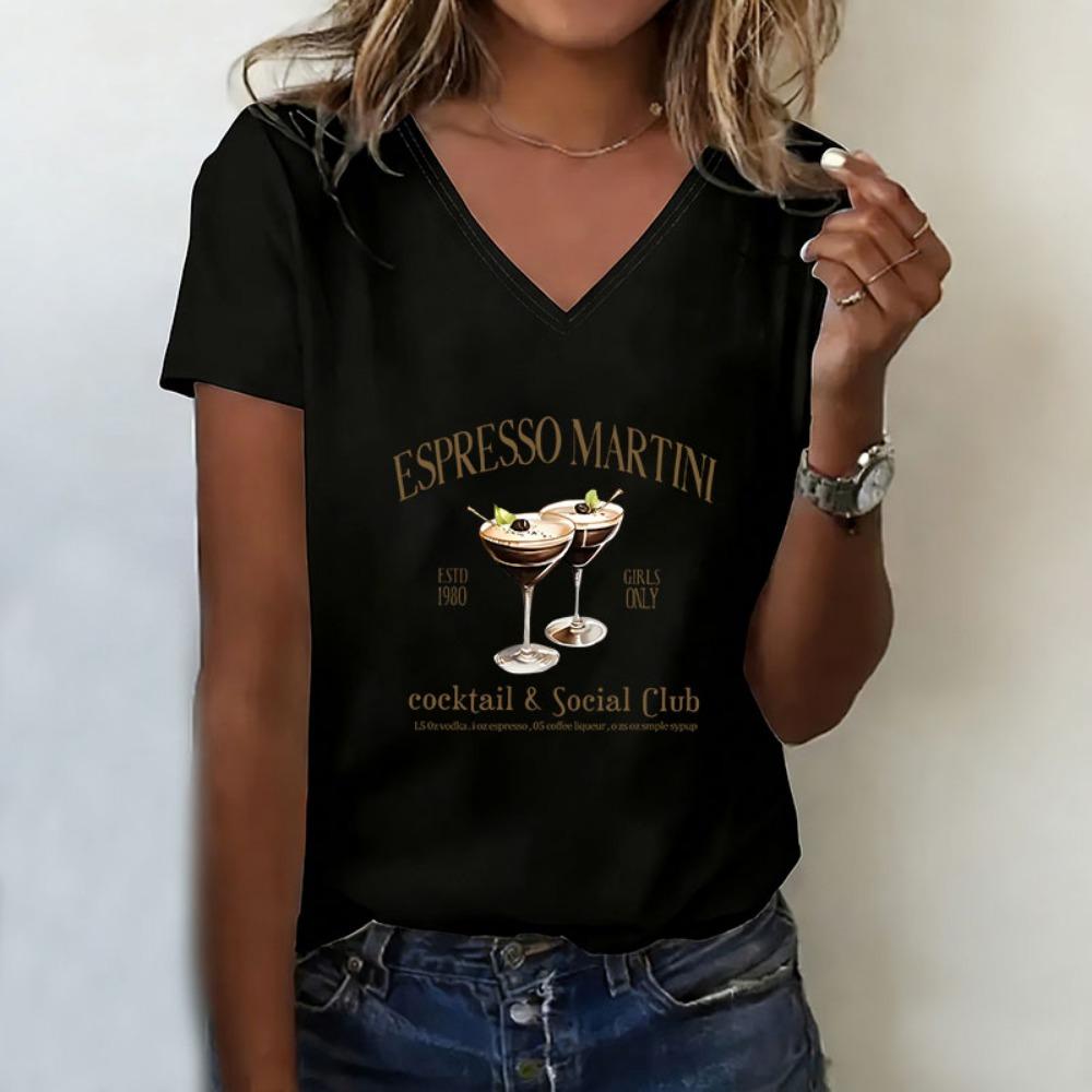 Retro Cocktail Drinking T-shirt V Neck Casual Fashion T Shirts Women Short Sleeve Tee Shirt V-Neck Summer Spring XL
Retro Cocktail Drinking T-shirt V Neck Casual Fashion T Shirts Women Short Sleeve Tee Shirt V-Neck Summer Spring XL